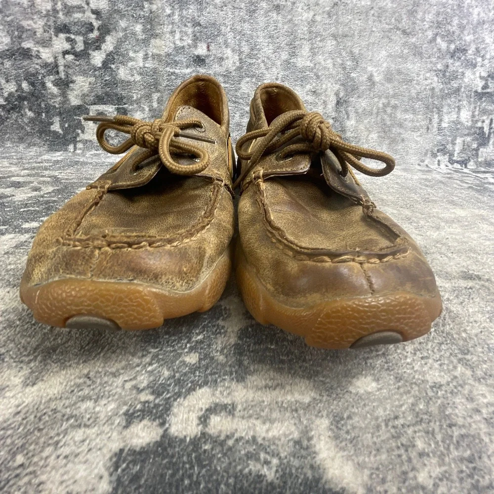 Twisted X Mens 4 Boat Shoe Driving Moc Brownish Tan Leather